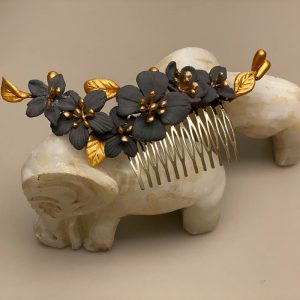Peineta invitada porcelana tocado flor accesorio artesania complemento pelo Londres