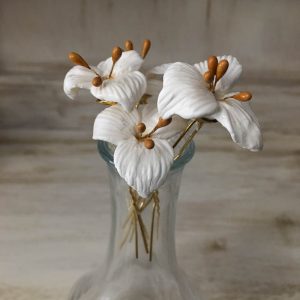 Horquilla flor porcelana novia artesania accesorio complemento pelo mujer Azahar